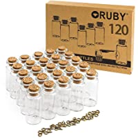 RUBY Mini Botellas De Cristal con Corcho- 120 10ml Botes Cristal PequeñOs-Tubos De Ensayo Cristal- Frascos De Vidrio…